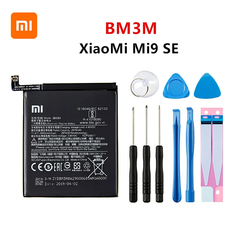 xiao mi 100 orginal bm3m 3070mah battery for xiaomi 9 se mi9 se mi 9se bm3m high quality phone replacement batteries tools free global shipping
