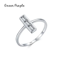real 925 sterling silver simple rectangle clear cz finger rings for women girls cassic wedding statement fine jewelry gift