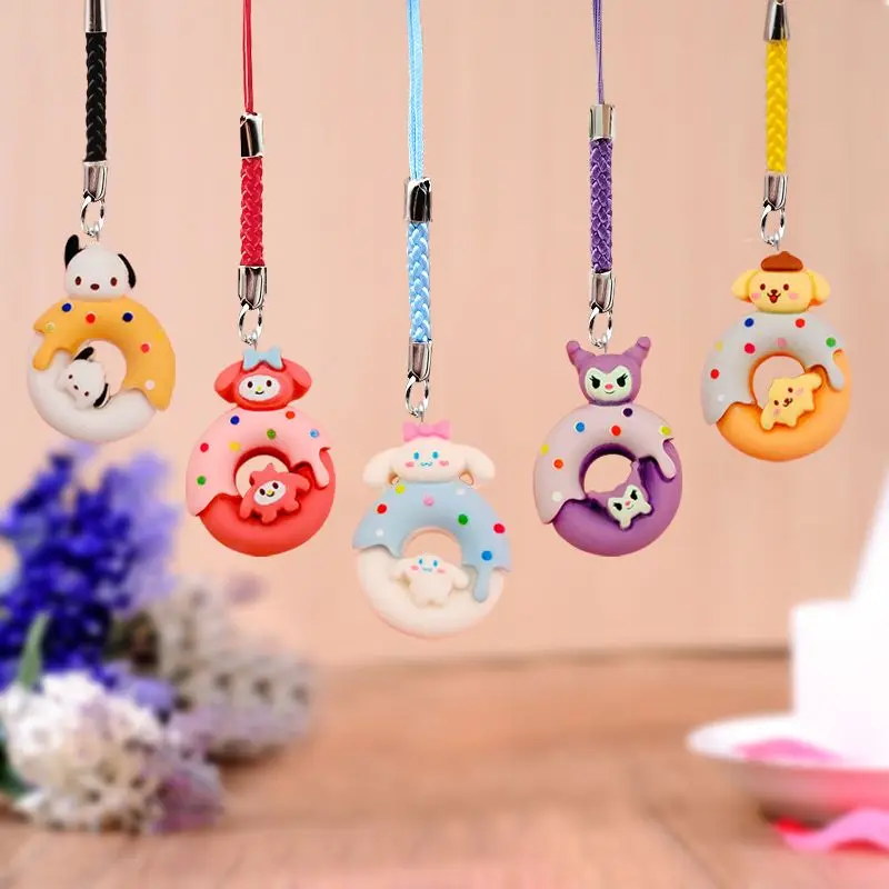 

5Pcs Kawaii Anime Cinnamoroll My Melody New Sanrio Mobile Phone Keychain Pendant Cute Cartoon Kuromi Bag Decoration Toys Girls