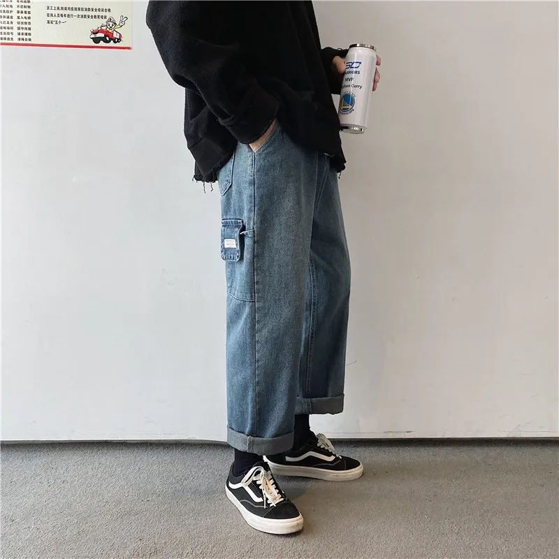 New Straight Jeans Men Loose Trend Wild Simple Design High Quality Comfortable Retro Wide Leg Pants Fashionable Men's Streetwear