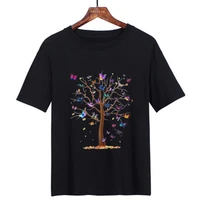 2022 woman t shirts butterfly tree print harajuku the new wild summer tshirts casual round neck short slee top tee shirt