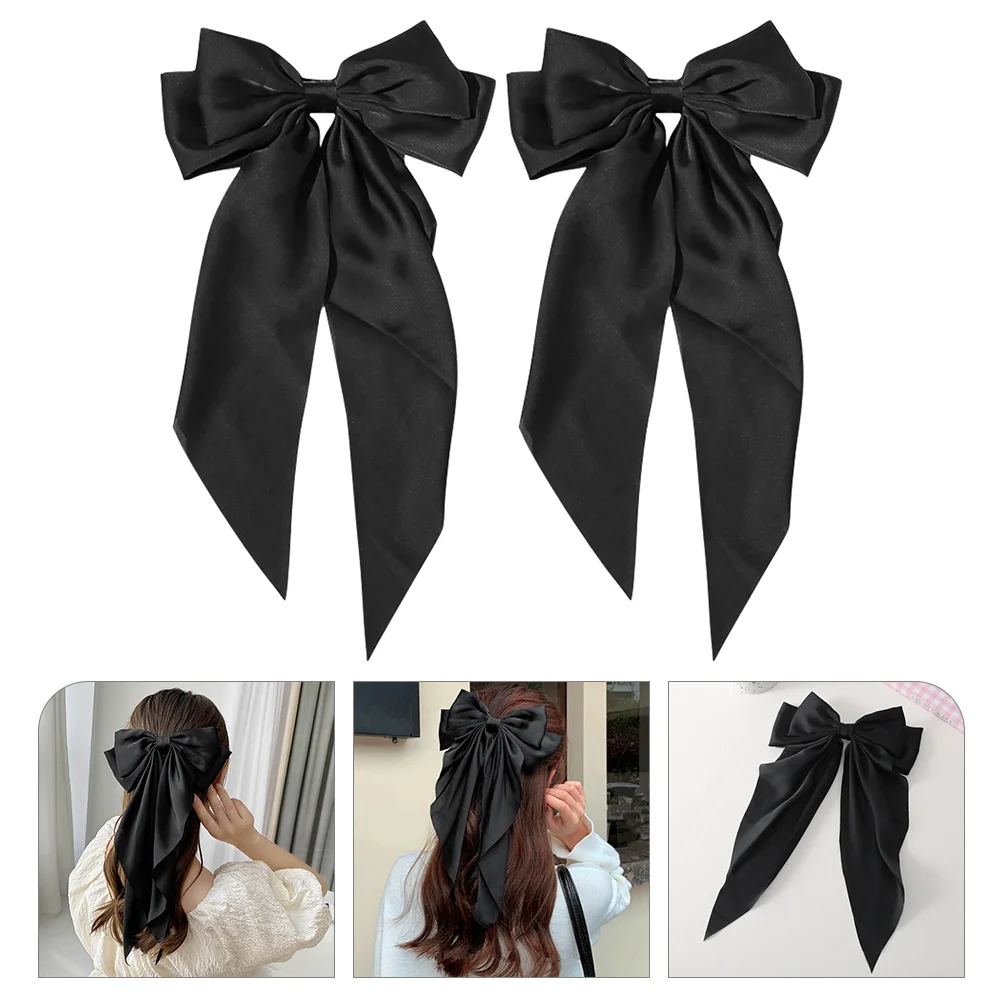

2 Pcs Bow Hairpin Ribbons Girls Large Bows Accessories Clips Barrettes Halloween Big Women