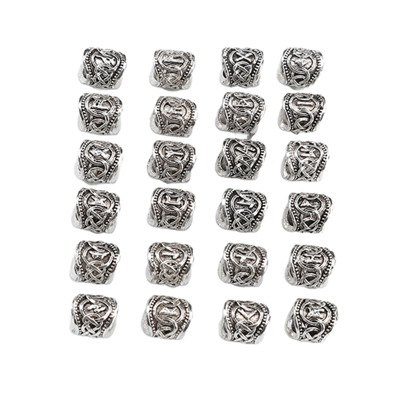 

24pcs Alloy Beard Bead Dreadlocks Hair Braiding Bead Pendant for Bracelet Necklace DIY Silver