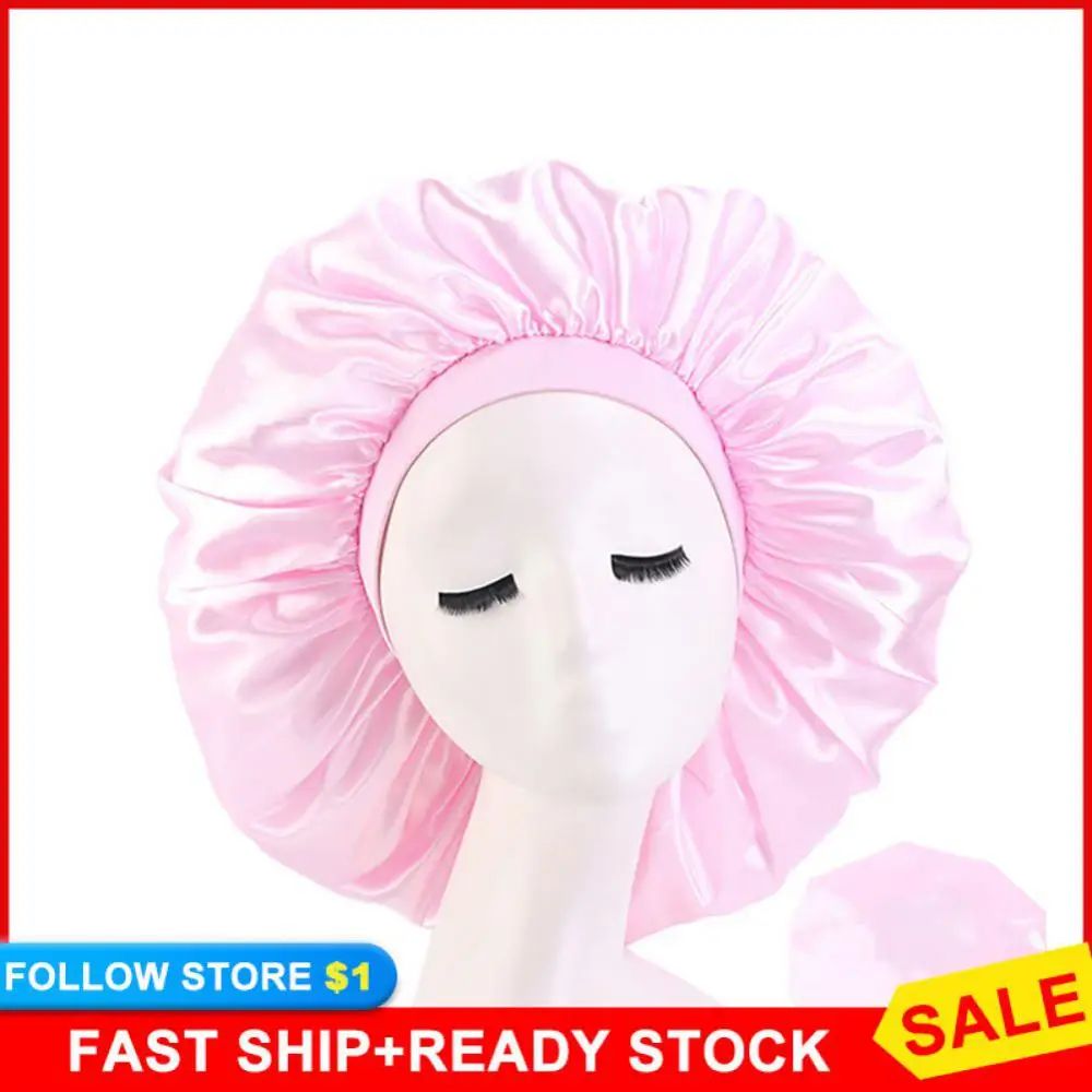 

Extra Large Size Comfortable Sleep Luxurious Extra Large Satin Sleep Cap For Women With Elastic Band Elastic Band Head Wrap Soft