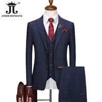 10 colors 5xl blazer and vest and pants boutique fashion plaid retro business mens suit groom wedding show party show prom brand