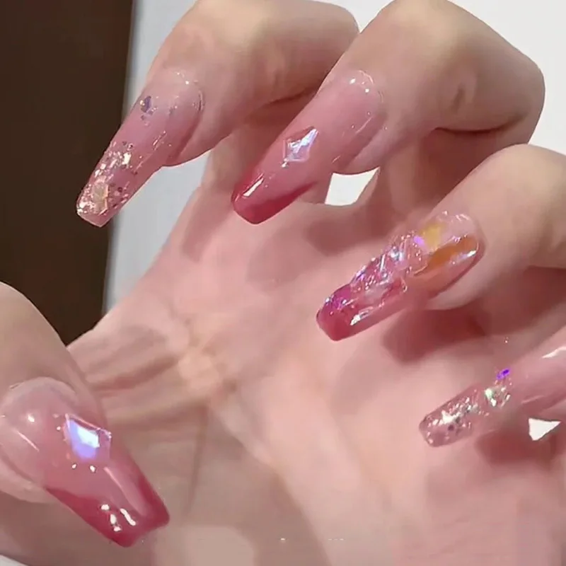 Стеклянные блестящие красивые Стразы Aurora розового цвета с плоским основанием