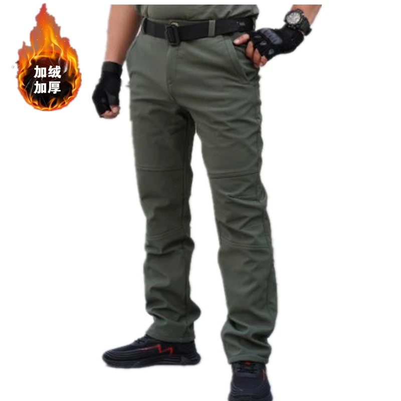 

Водонепроницаемые ветрозащитные тактические брюки с мягкой оболочкой, Мужские осенне-зимние флисовые брюки 2022, уличные треккинговые поход...