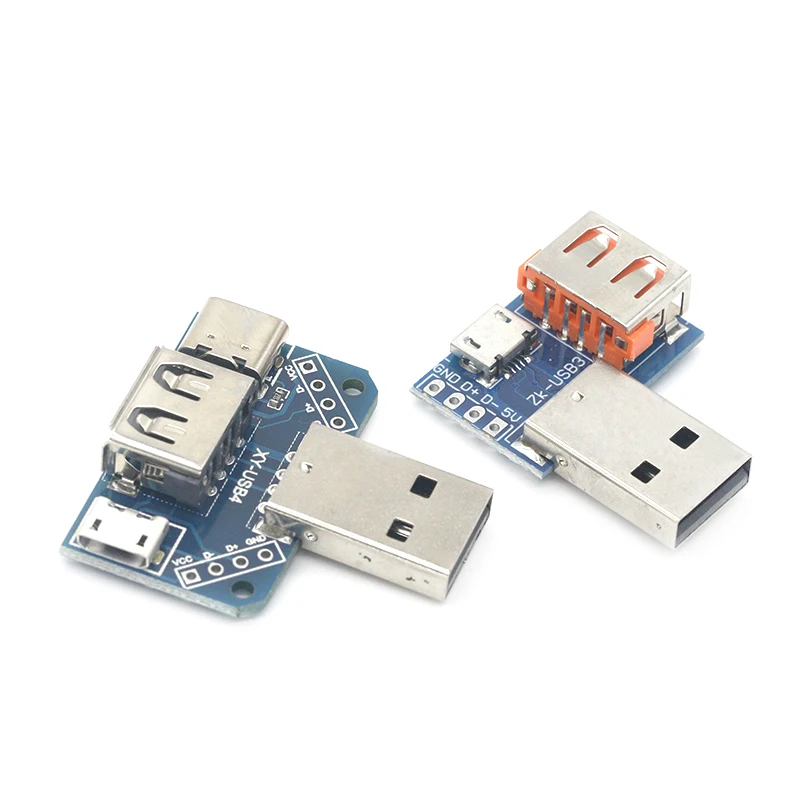 Коммутатор с USB-разъемом (штекер) и разъемом USB Type-c Micro (гнездо) 2 54-4P тестовая плата