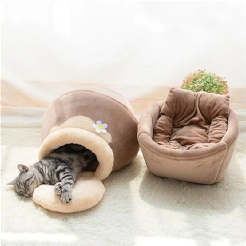 

Cat Bed All season Plush Soft Portable Foldable Cute Cat House Cave Sleeping Bag Cushion Thickened Pet Bed Kittens Products
