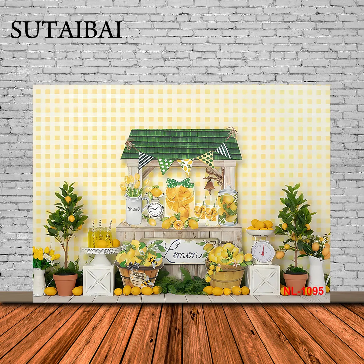 

Photography Background Lemon Yellow Wooden Door Girl 1st Birthday Cake Smash Portrait Decoration Backdrop Photo Studio