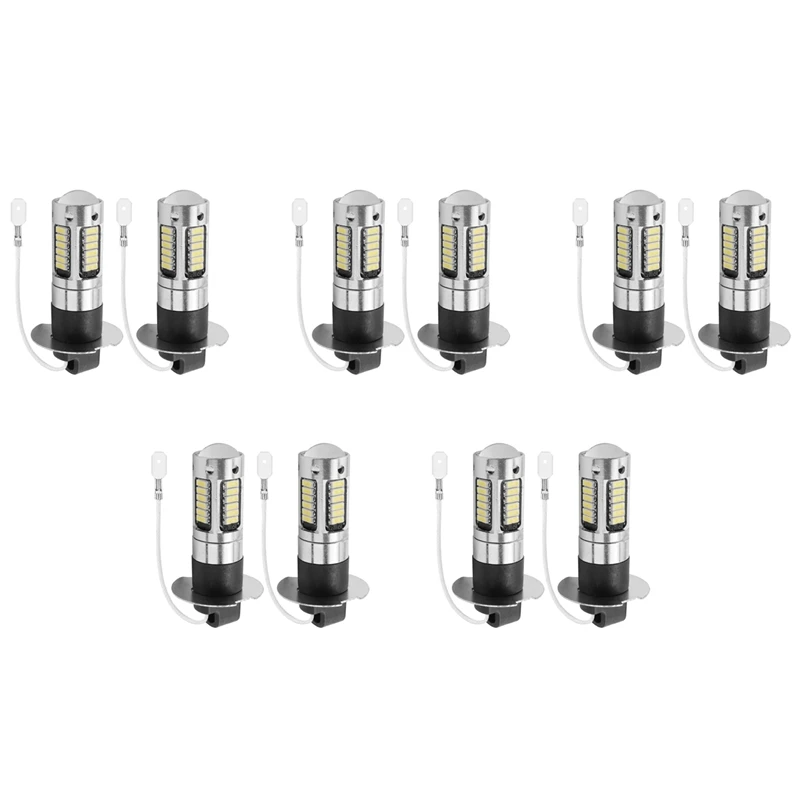 

10 шт., H3, супер яркие фонари, дневные ходовые огни, набор лампочек 6000K, белый цвет