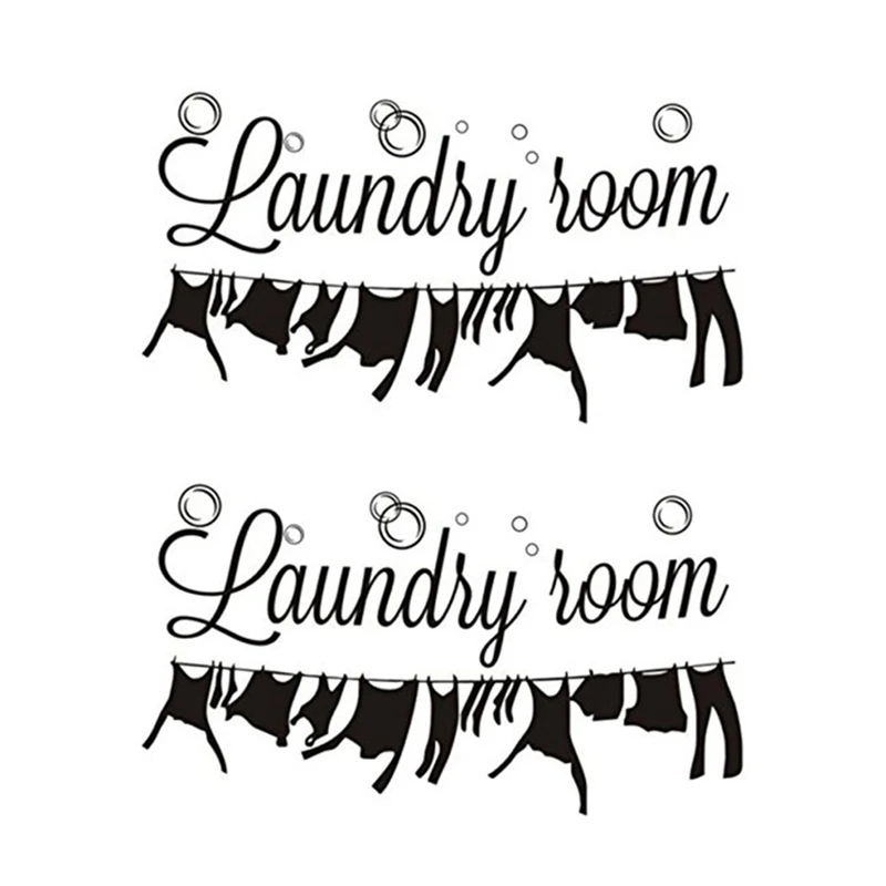 

NEW-2X "Laundry Room" Laundry Room Decoration Carved Wall Stickers Can Remove Stickers:Black