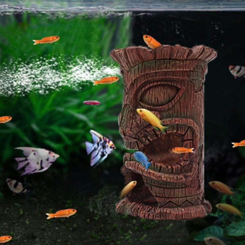 

2pcs Resin Easter Island Statue Ornaments DIY Resin Fish Tanks Artificial Statue Simulation Statue for Reptiles Shelter DropShip