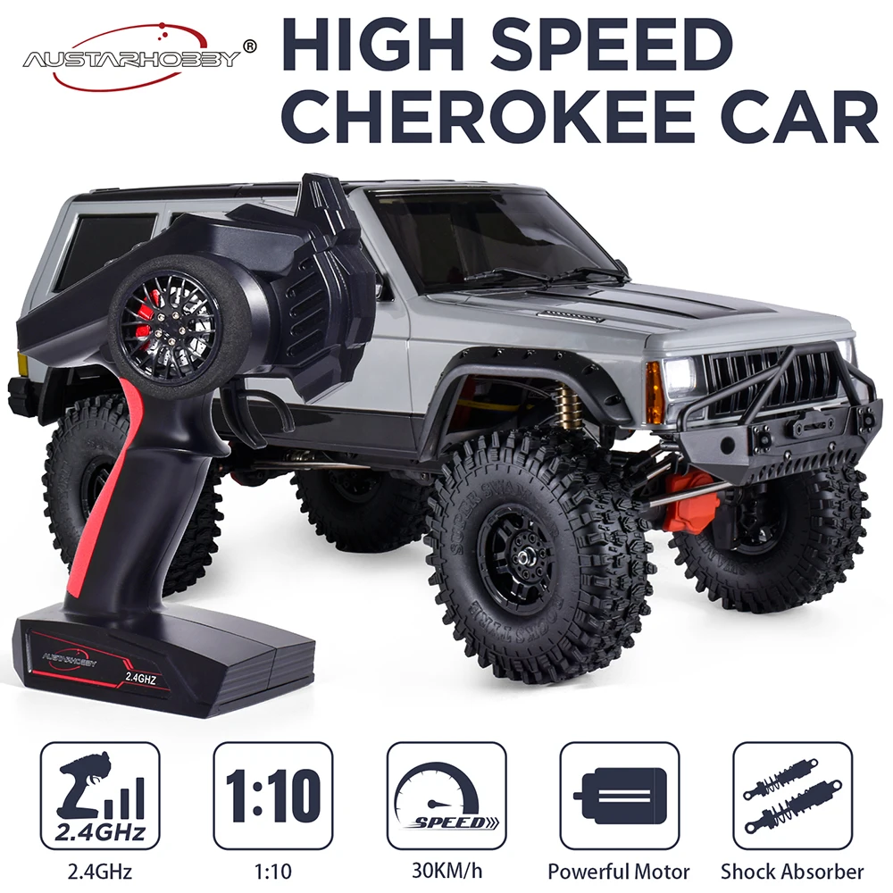 AUSTARHOBBY AX-8509 1/10 Cherokee автомобиль с дистанционным управлением 4WD 2,4 ГГц, Радиоуправляемый гусеничный внедорожник для скалолазания, Детская модель для мальчиков и девочек 14 +