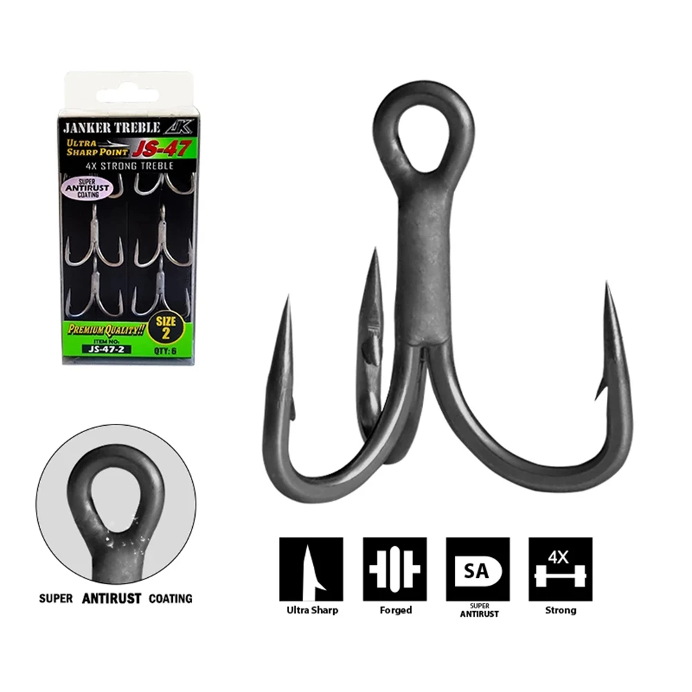 

Bout Fishing Treble Hooks 4X Strong Triple Hook Super Antirust Barbed Fishhook High Quality Tee Hook Sea Fishing Accessories