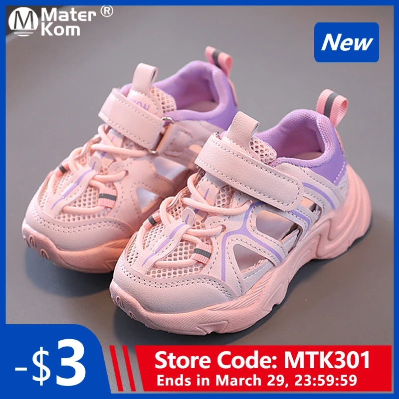 

Size 21-30 Boy Sport Sandals Kids Girls Half Sandals Baby Hollow Breathable Running Shoes Non-slip Soft Sole Shoes for Children