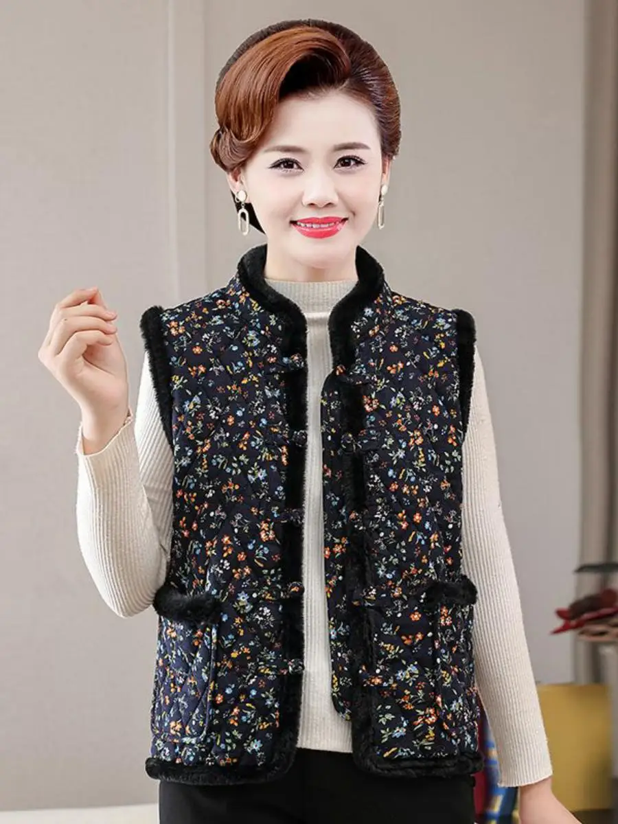 Красивая зимняя одежда жилет с хлопковой подкладкой и пряжкой в стиле ретро для