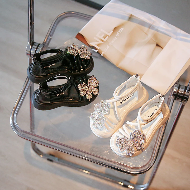 

Summer Girls Bow Gladiator Sandals Toddler Girls Elegant Pearls Princess Beach Shoes Kids Party Shoes 6-12Y Zipper Roman Sandals