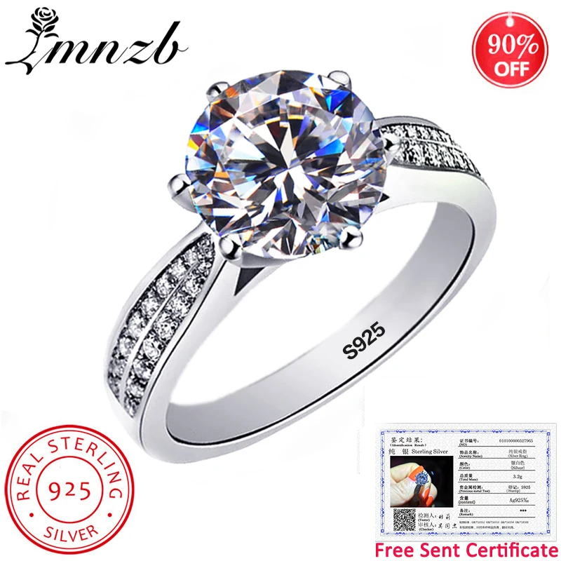 

LMNZB 100% Real Tibetan Silver 925 Ring Natural 2.0ct Zirconia Gemstone Rings for Women Wedding Engagement Band Gift Jewelry