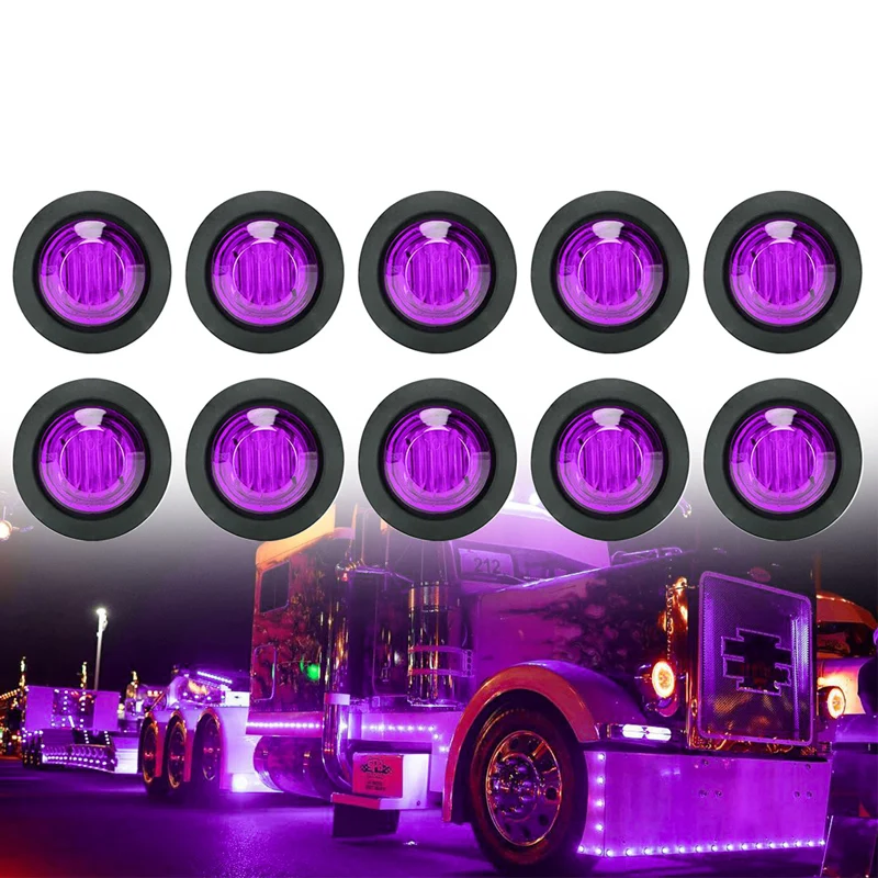 

10X Waterproof 3/4" LED Side Marker Light Decorative Truck Trailer Running 12V Clearance Indicators Driving Turn Signal Lights