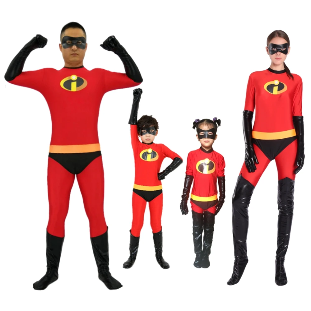 The Incredibles 2 Cosplay Costume Mr Mrs Incredibles Cosplay Elastigirl Spider Family Adult Kid Disfraz Niño Jumpsuit Bodysuit