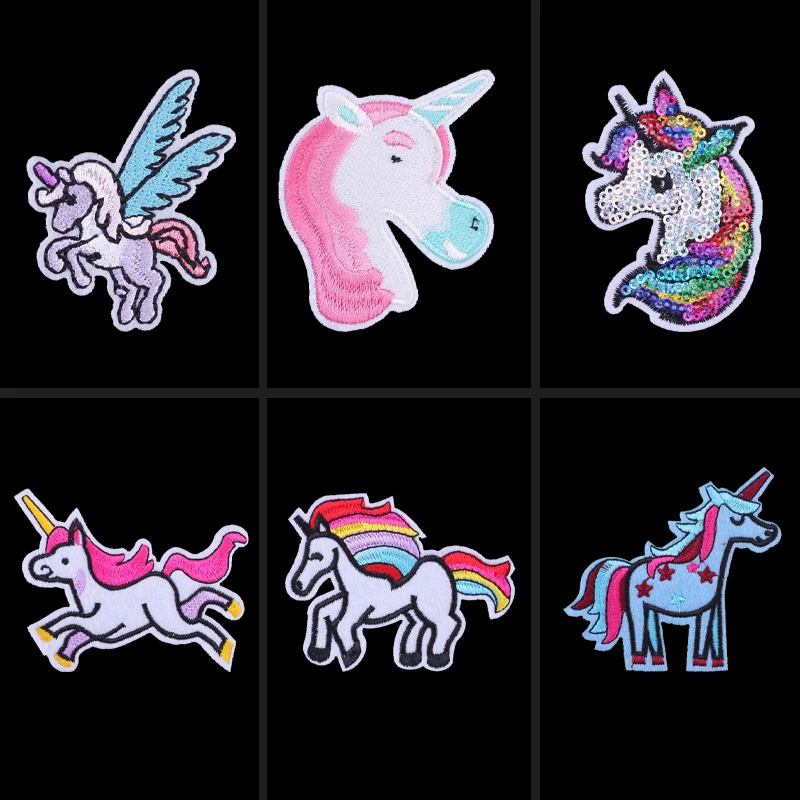 

Cartoon Unicorns Patches for Clothing Thermoadhesive Patches Cute Animal Patch Iron on Embroidery Patches on Clothes Applique