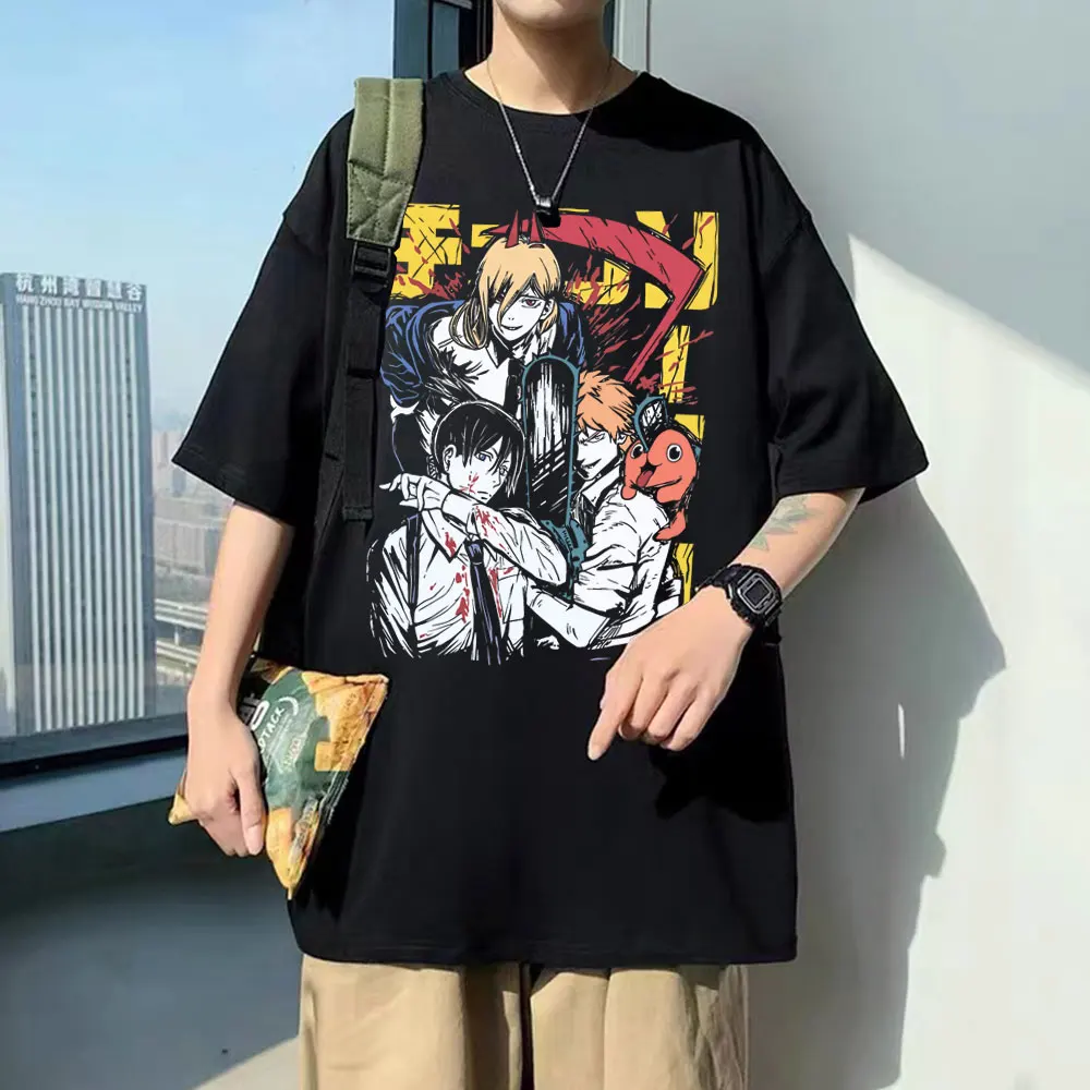 

Japanese Anime Chainsaw Man T-shirt Short Sleeve Men Women Casual Loose Tshirt Denji Hayakawa Aki Power Pochita Manga Cotton Tee