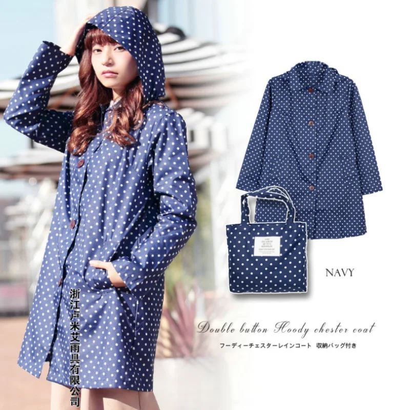 

New Fashion Lightweight Women Raincoat With Hat Laydies Dress Style Rain Coat Waterproof Rainwear Jacket