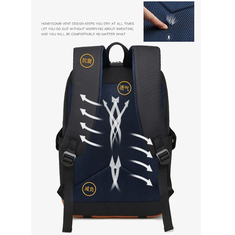 2022 Large-capacity waterproof backpack USB travel bag can print anime schoolbag mochila School bags free shipping