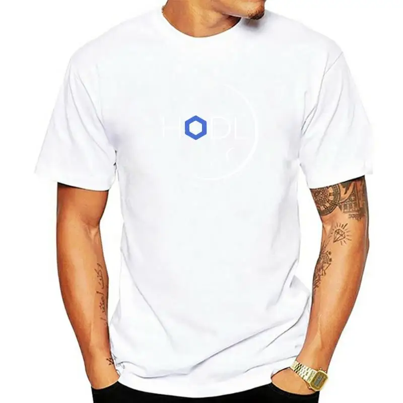 

Vintage Chainlink HODL Moon T-Shirt Men O Neck 100% Cotton T Shirts Crypto Bitcoin Classic Tee Shirt Unique Clothing