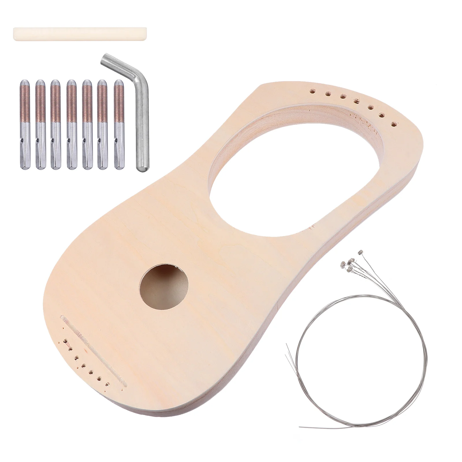 

Harp Lyre Wooden Unfinished Strings Material Diy Kit Wood Painting Handwork Instrument Crafts Withset String Wrench Tuning