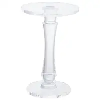 Acrylic End or Side Table Modern Nightstand with Clear Small Round Top and Solid Post for Living Room Bedroom and Lobby
