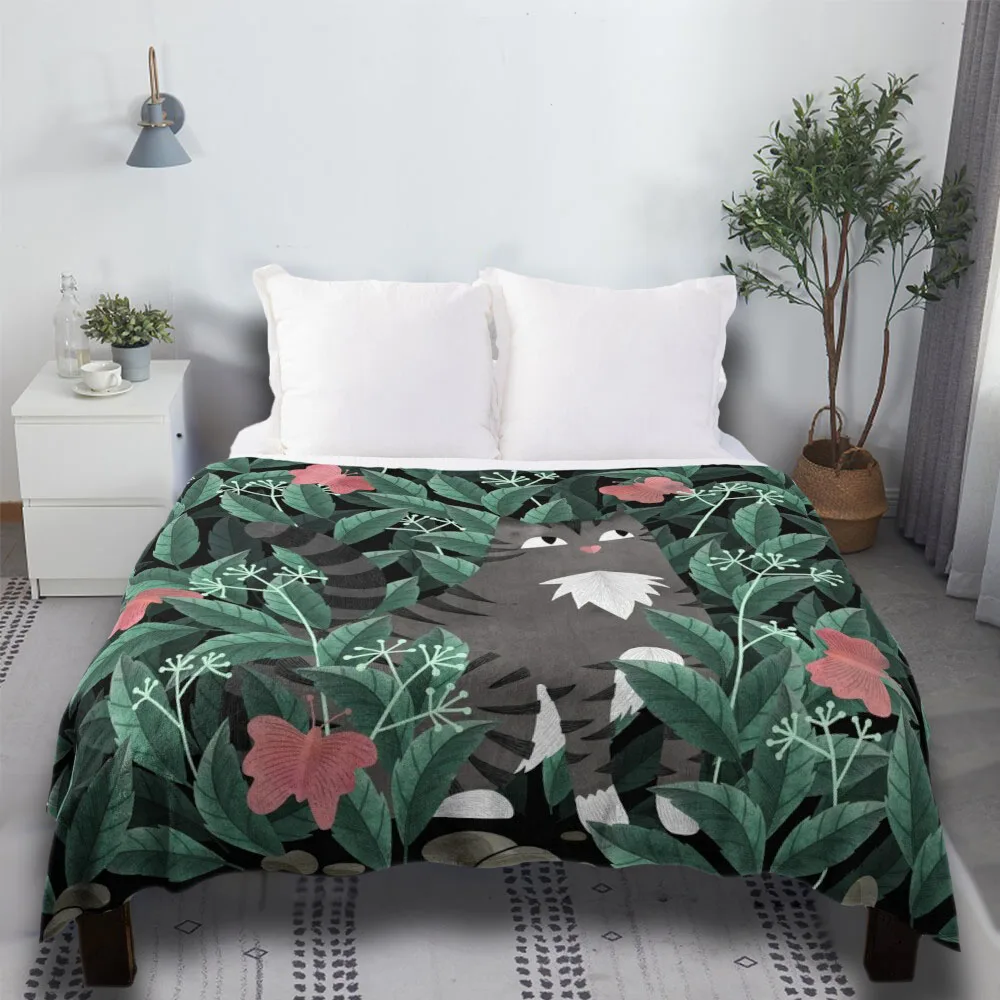 

Butterfly Garden (Tabby Cat Version) Thanksgiving Gifts Plaid With Tassels For Beds Woven Luxury For Sofa Throw Blanket