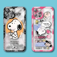 cartoon charlie brown snoopy phone case for iphone 13 12 11 pro max mini xs 8 7 plus x se 2020 xr transparent soft cover