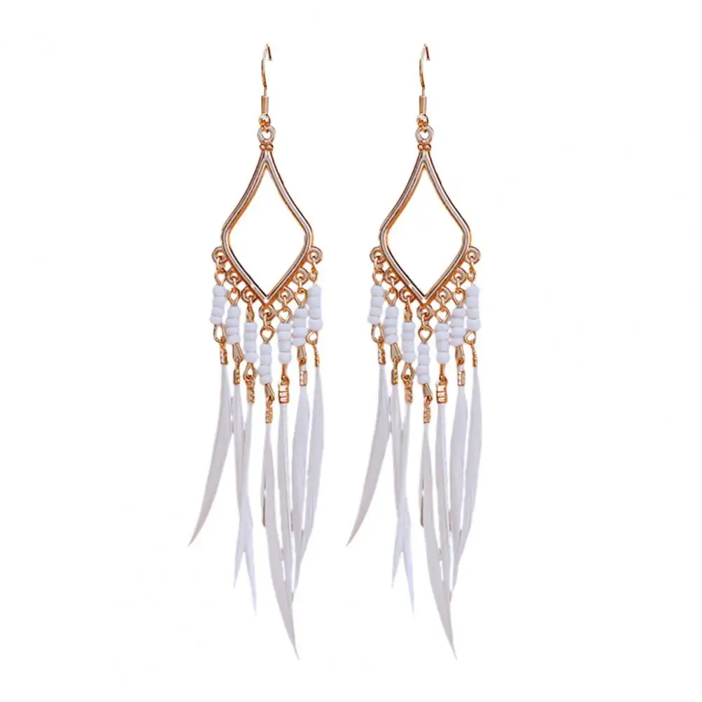 

Fine Craftsmanship Earrings Bohemia-inspired Women's Dangle Earrings Feather Tassel Geometric Drops Palace Style Jewelry Gift