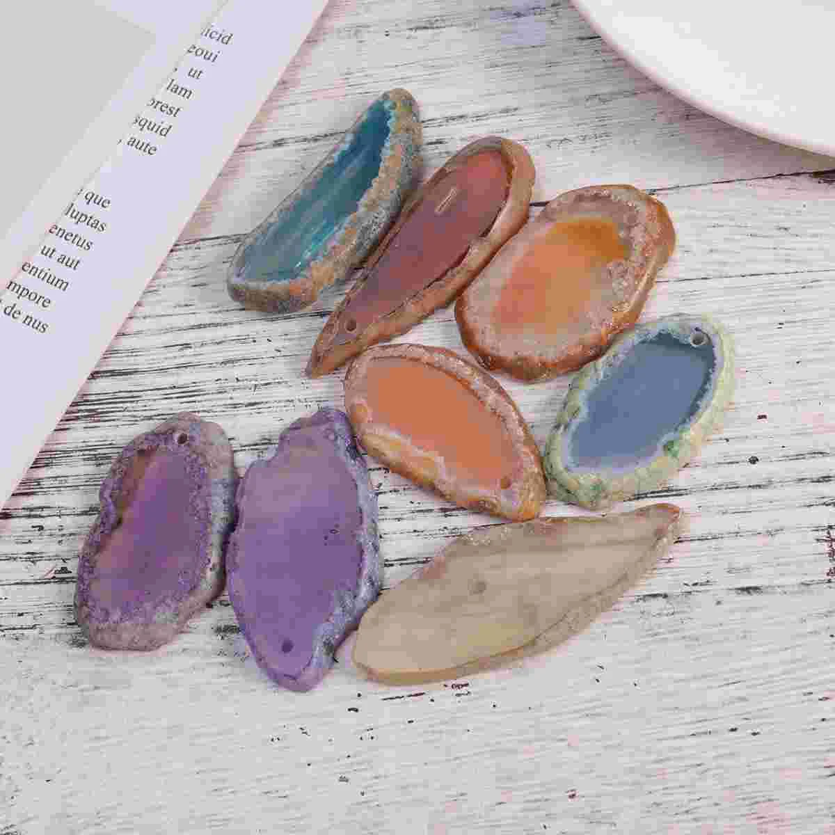 

Happy Yami Flat Beads Drilled Agate Slices 20Pcs Natural Stone Pendants Healing Geode Crystal Wedding Place Home Decor