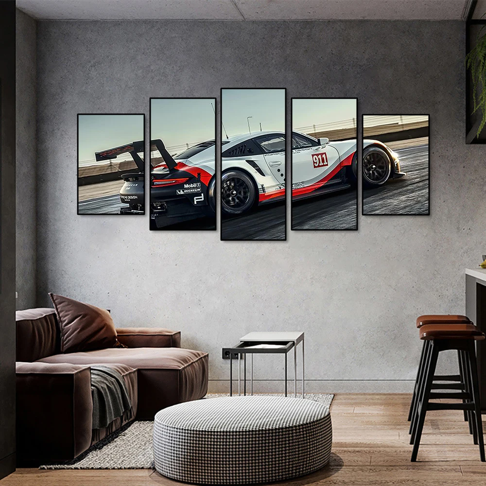 

Supercars Canvas Poster Five-picture Combination Decorative Murals Living Room Wall Art Painting for Modern Home Decor Aesthetic