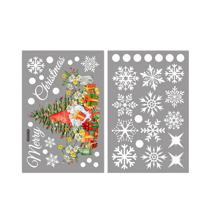 

Christmas Clings Stickers Snowflakes Cartoon PVC Stickers Static Clings Seasonal Decors For Display Cabinets Glass Door Mall