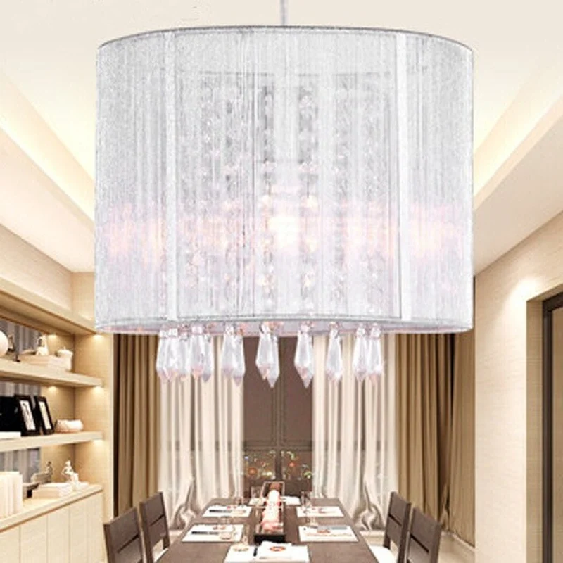 Diameter 25cm Crystal Pendant Light For Dining Room White E27 Crystal Round Lamp Living Room Lights pendant lights modern