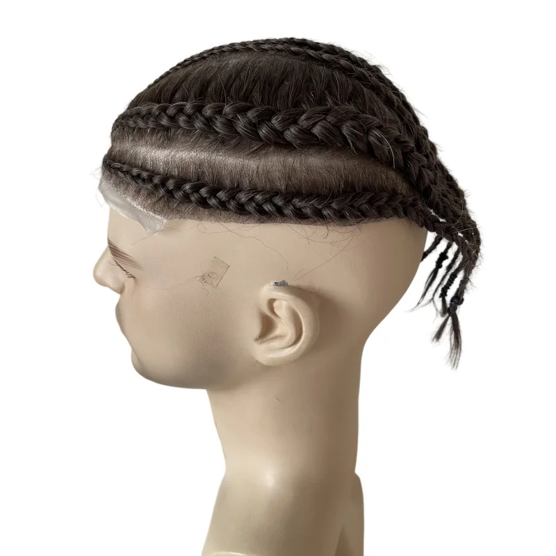 Парик из натуральных волос yuanhaibo коричнево-серый 8x10