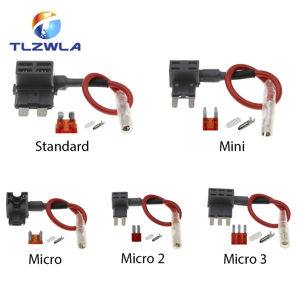 12V MINI SMALL MEDIUM Size Car Fuse Holder Add-a-circuit TAP Adapter with 10A Micro Mini Standard ATM Blade Fuse images - 6