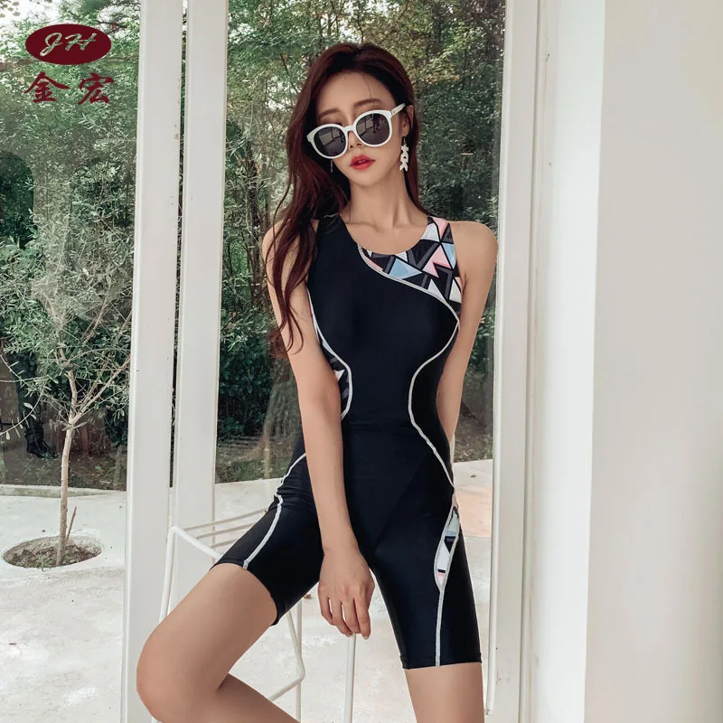 Women One Piece Sport Waterproof Quick Dry Swimwear Professional Knee Length Bathing Suit Rashguard Surf With Paded Beach Wear