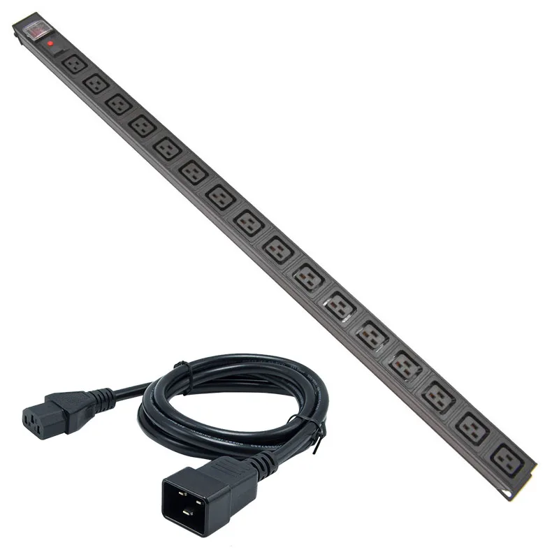

PDU Power Strip C19 Socket Distribution Cabinet 16 Way Socket Break Switch Aluminum alloy shell C14 port overload protection