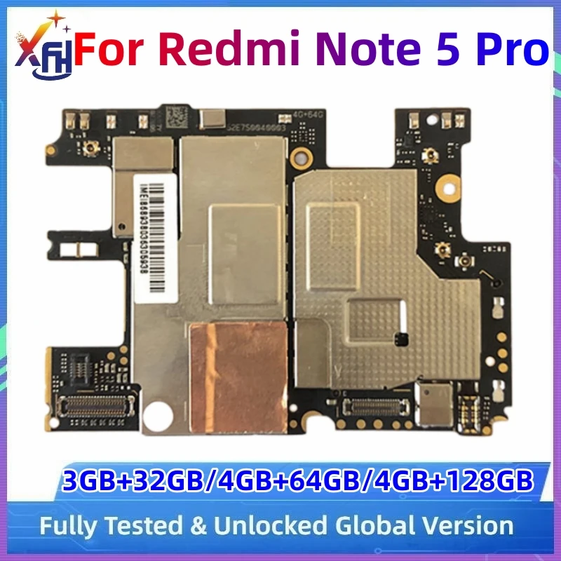 

Unlocked Mainboard MB For Xiaomi Redmi Note 5 Pro Motherboard PCB Module 128GB 100% Original Logic Board with Global MIUI System