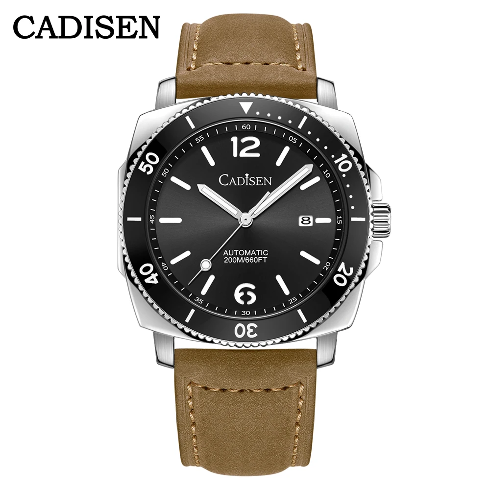 

CADISEN montre automatique mécanique japonaise pour hommes, Style décontracté, marque de luxe en cuir véritable étanche à 200M