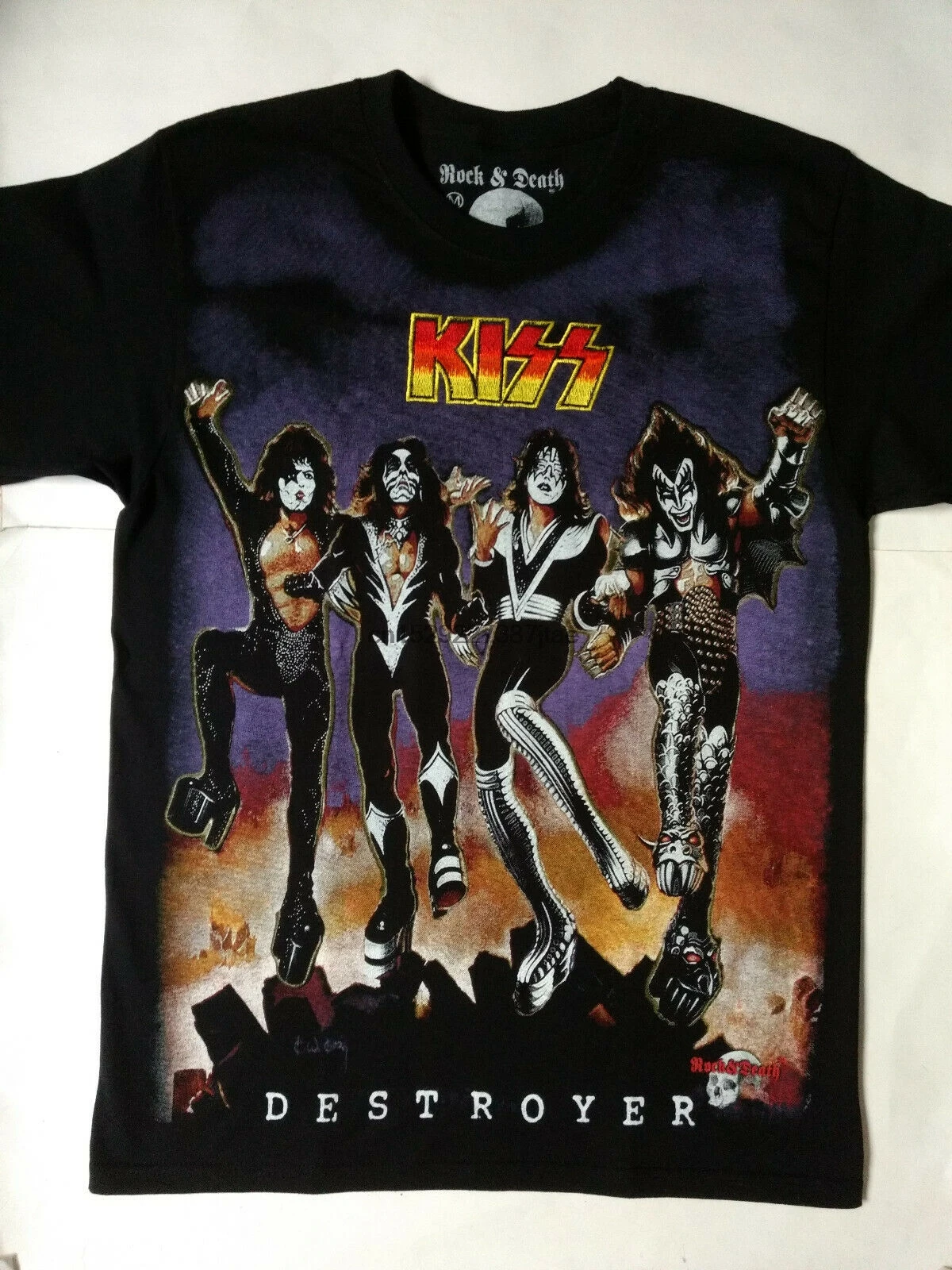 Футболка поцелуй редкий вышитый логотип ген Симмонс армия Разрушитель Ace Frehley Criss