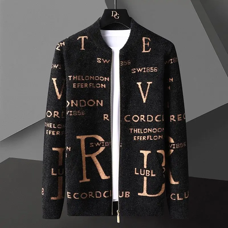 

England Style Pocket Men Zipped Jacket Cardigan Fashion Luxury Brand Spring Autumn Designer Cardigan Spliced Color Knit Jacket