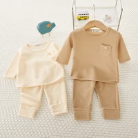 new children baby long sleeve clothes set spring infant pullover pants 2pcs boys set fashion girls casual waffle clothing suit
