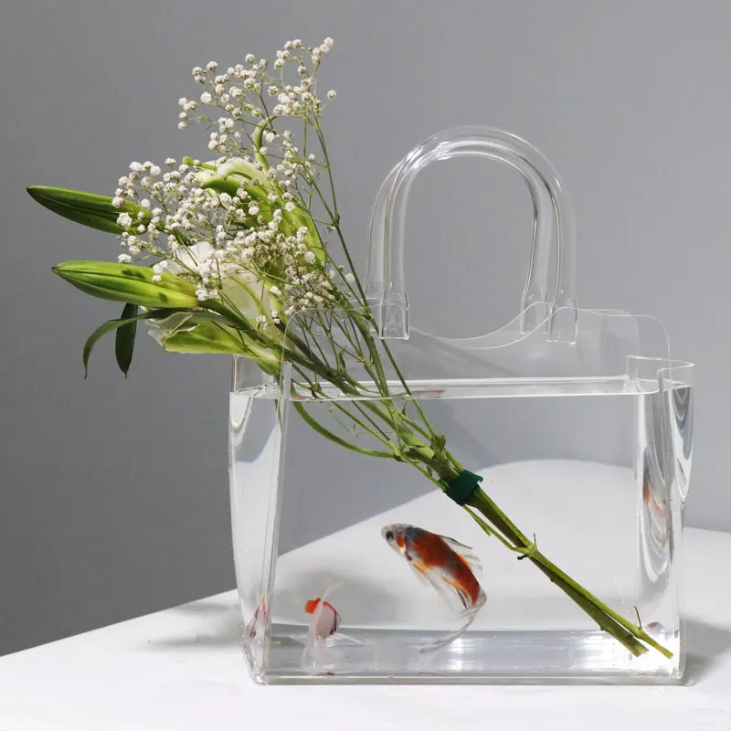 Aquaponic Acrylic Goldfish Tank Vase Ecological Small Outdoor Guppy Fish Breeding Box Acuarios Para Peces Decoration Items