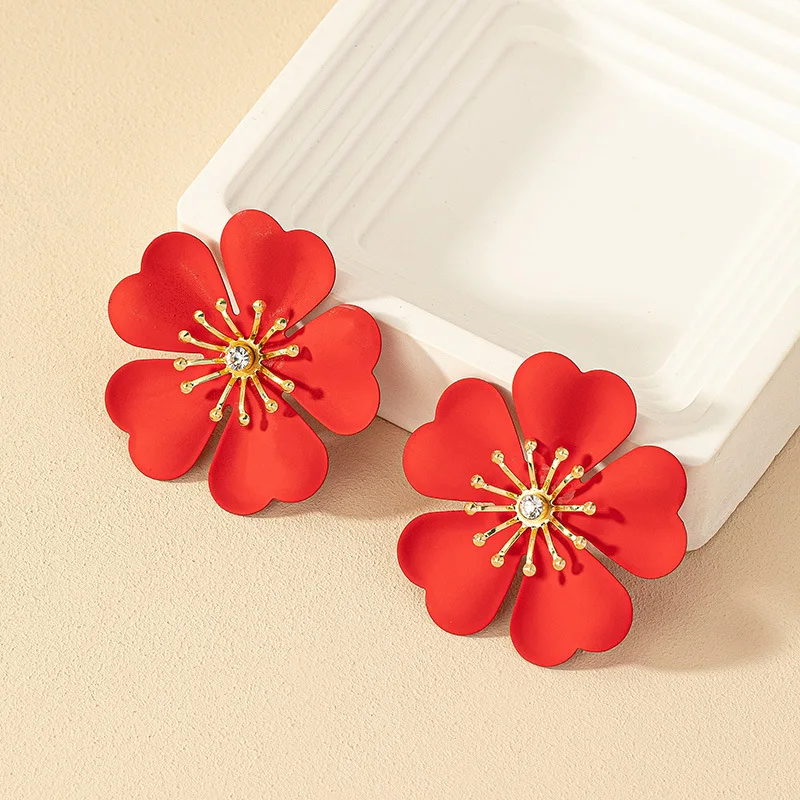 Увеличенные богемные серьги-гвоздики в форме цветка для женщин праздничная